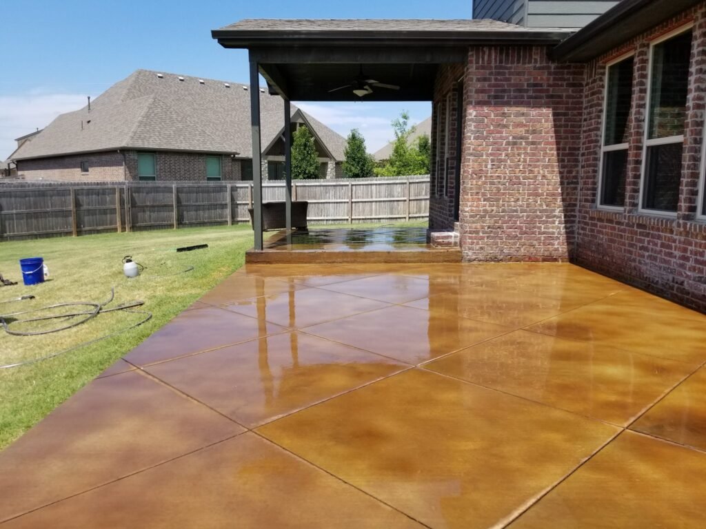 Stained concrete outdoor patio El Paso